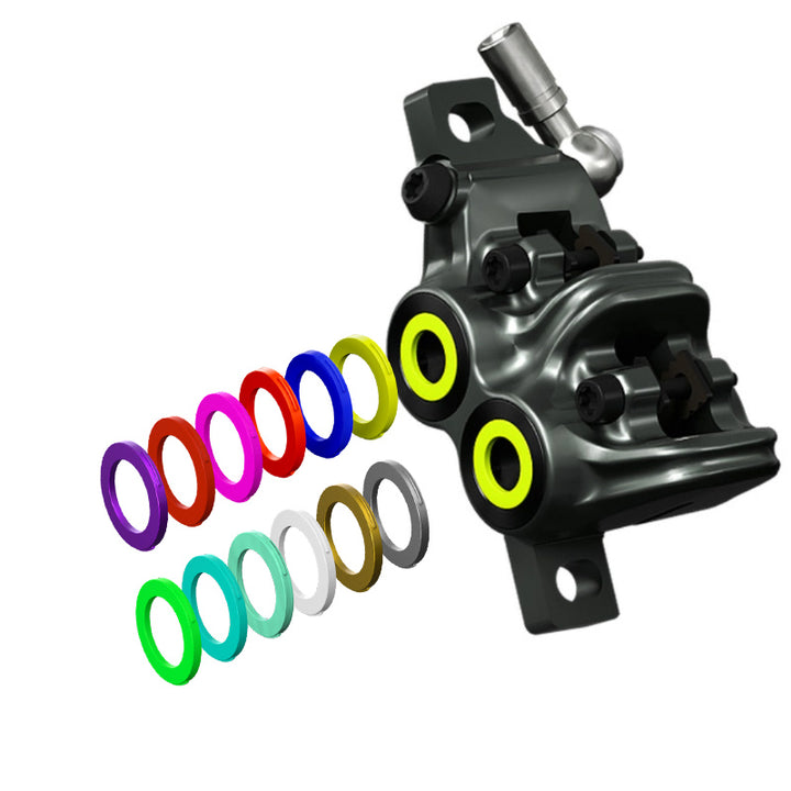Anillos para caliper, 4 pistones (morado, rojo, rosa neón) 12 piezas