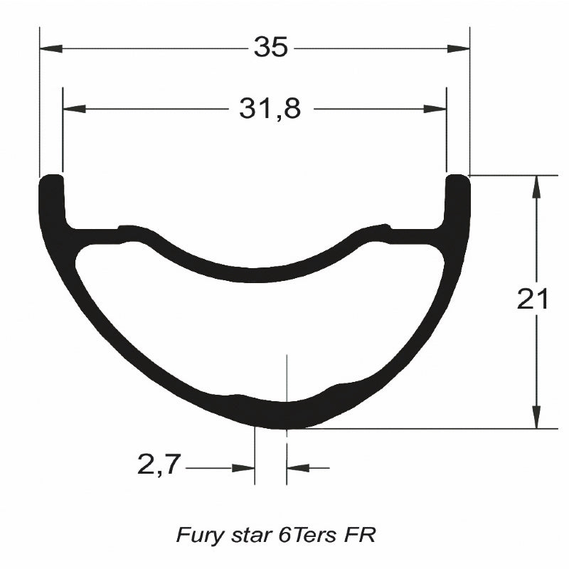 DUKE Juego de Aros Fury Star 6TERS 28 / 32 :: 29'' 32H Asimétrico Aluminio