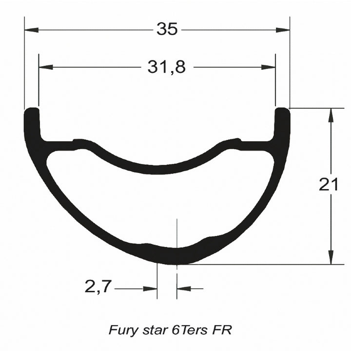 DUKE Juego de Aros Fury Star 6TERS 28 / 32 :: 29'' 32H Asimétrico Aluminio