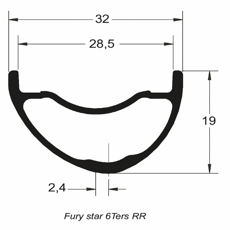 DUKE Juego de Aros Fury Star 6TERS 28 / 32 :: 29'' 32H Asimétrico Aluminio