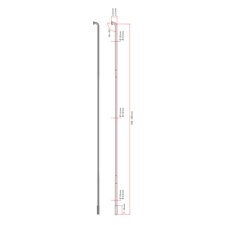 DT SWISS Competition 2.0/1.8 264mm - Negro con nipple